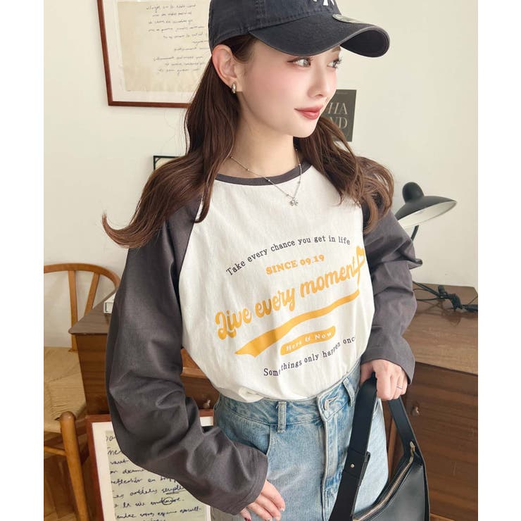 ラグランロゴプリントロンT 綿100％天竺 | moment+ | 詳細画像3 