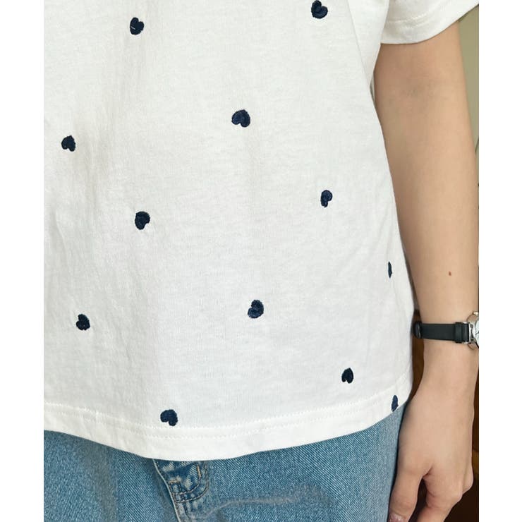 ハート刺繍半袖Tシャツ | moment+ | 詳細画像10 