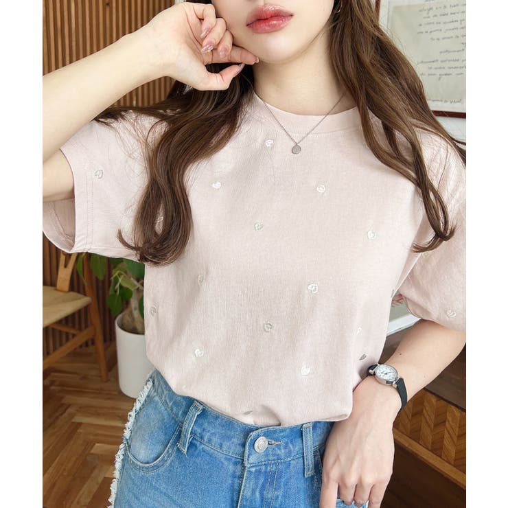 ハート刺繍半袖Tシャツ | moment+ | 詳細画像11 