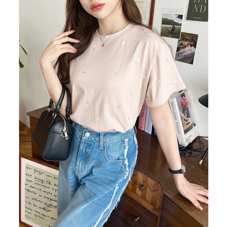ハート刺繍半袖Tシャツ | moment+ | 詳細画像12 