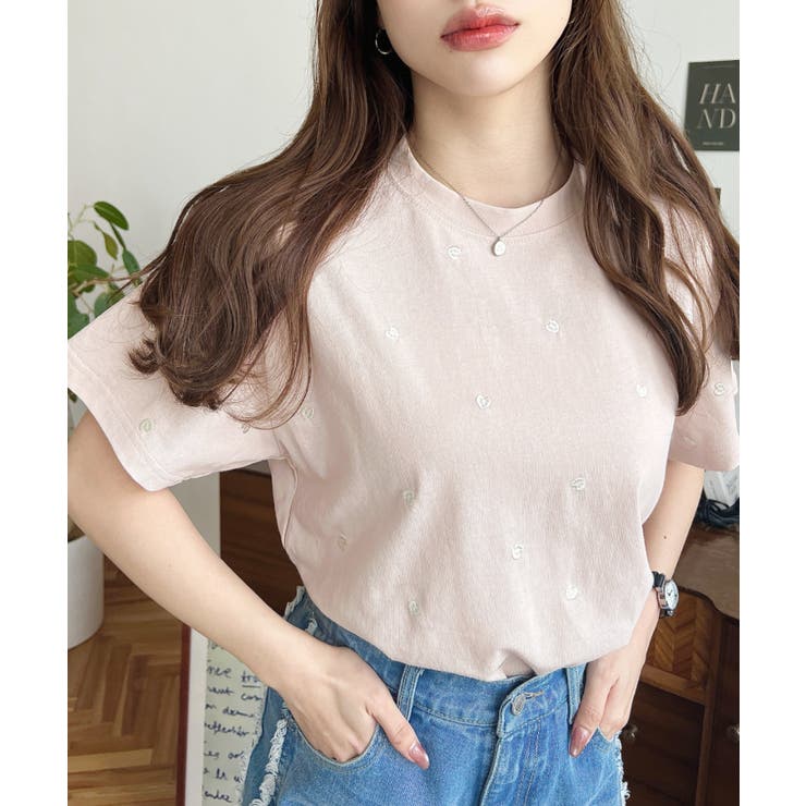 ハート刺繍半袖Tシャツ | moment+ | 詳細画像13 