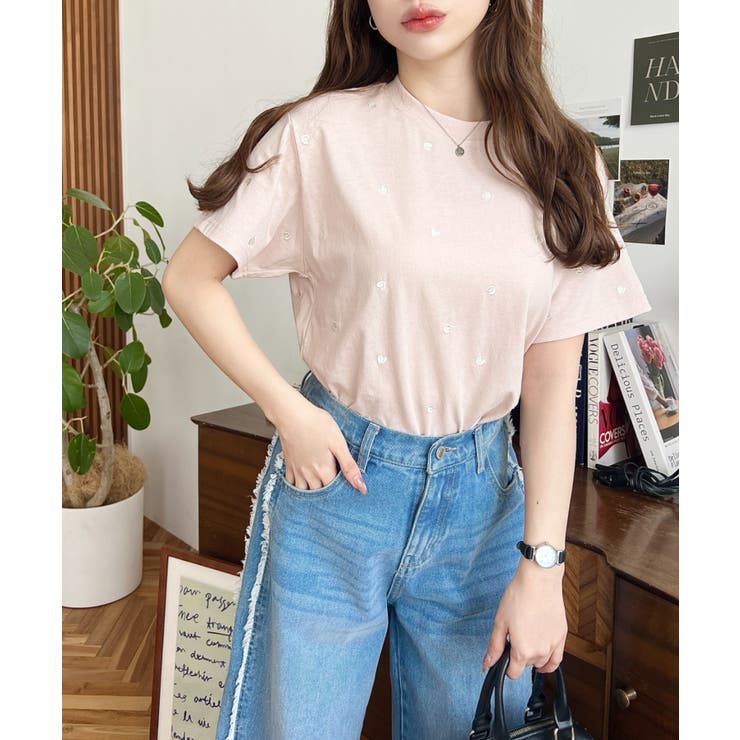 ハート刺繍半袖Tシャツ | moment+ | 詳細画像14 