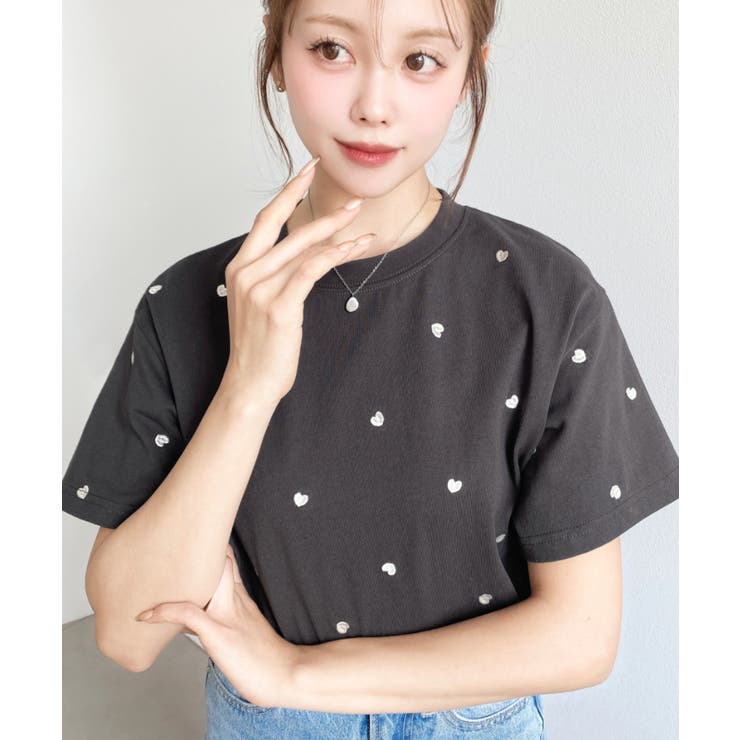 ハート刺繍半袖Tシャツ | moment+ | 詳細画像20 