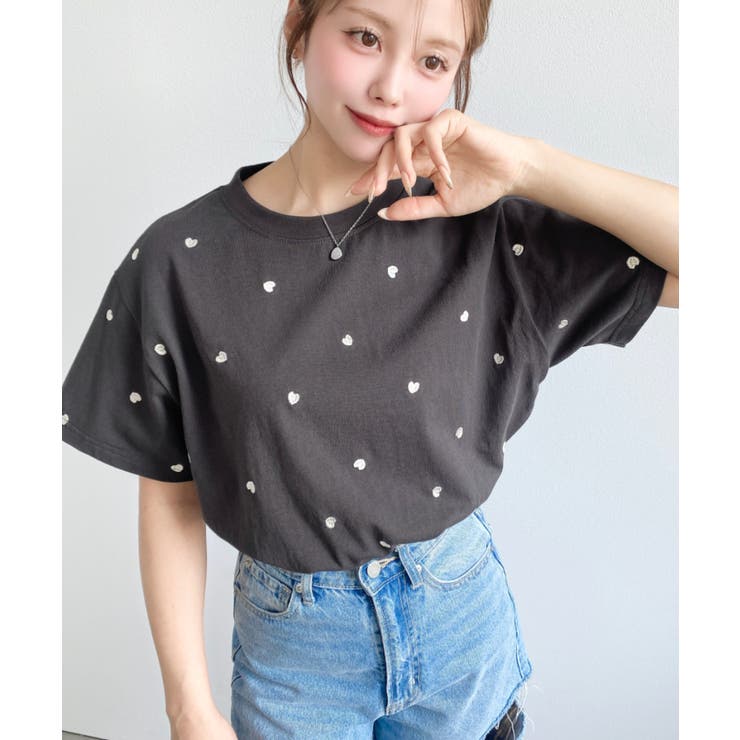 ハート刺繍半袖Tシャツ | moment+ | 詳細画像21 