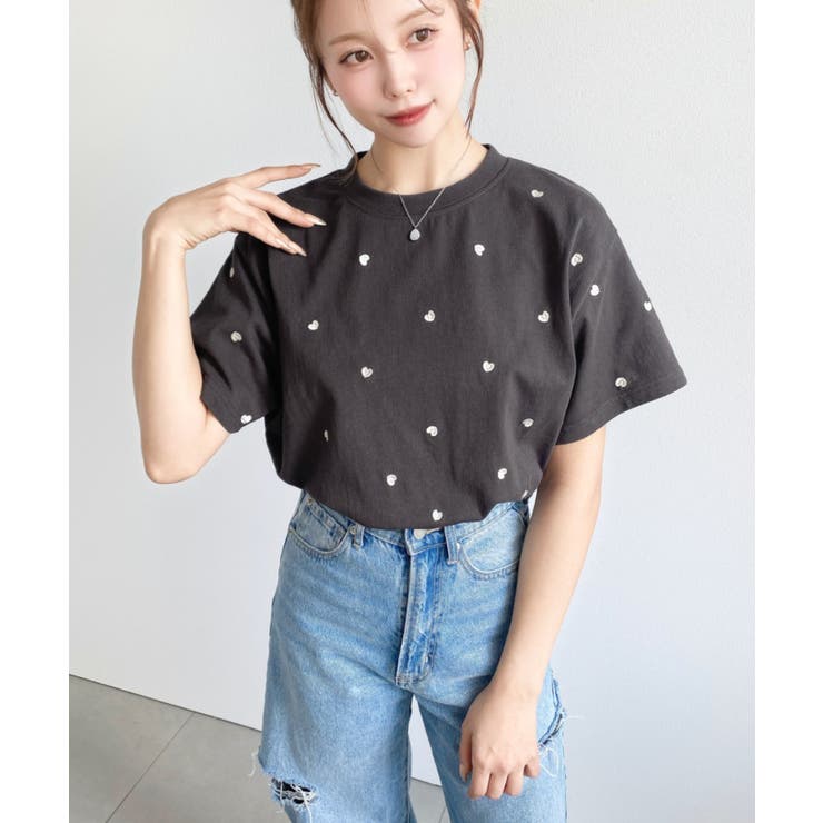ハート刺繍半袖Tシャツ | moment+ | 詳細画像23 