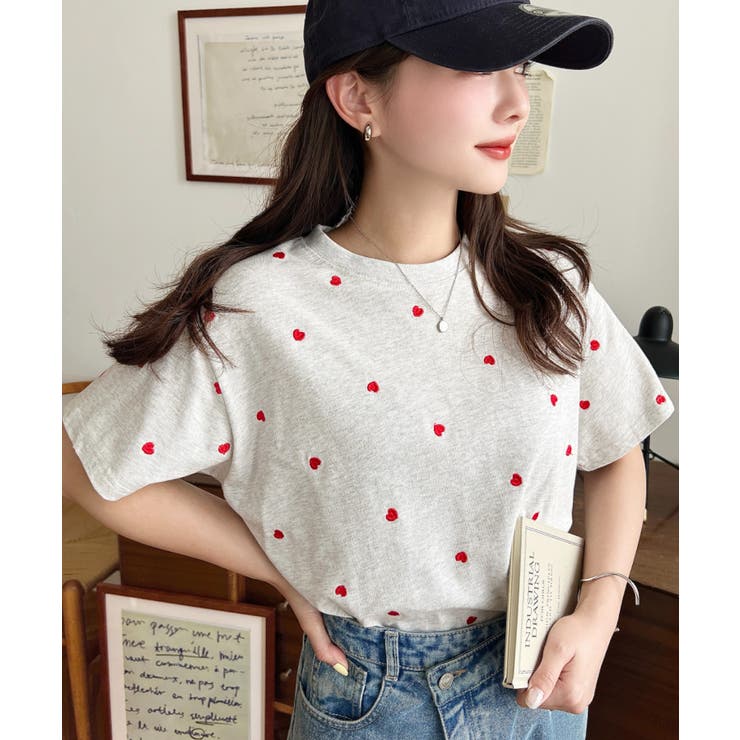 ハート刺繍半袖Tシャツ | moment+ | 詳細画像26 