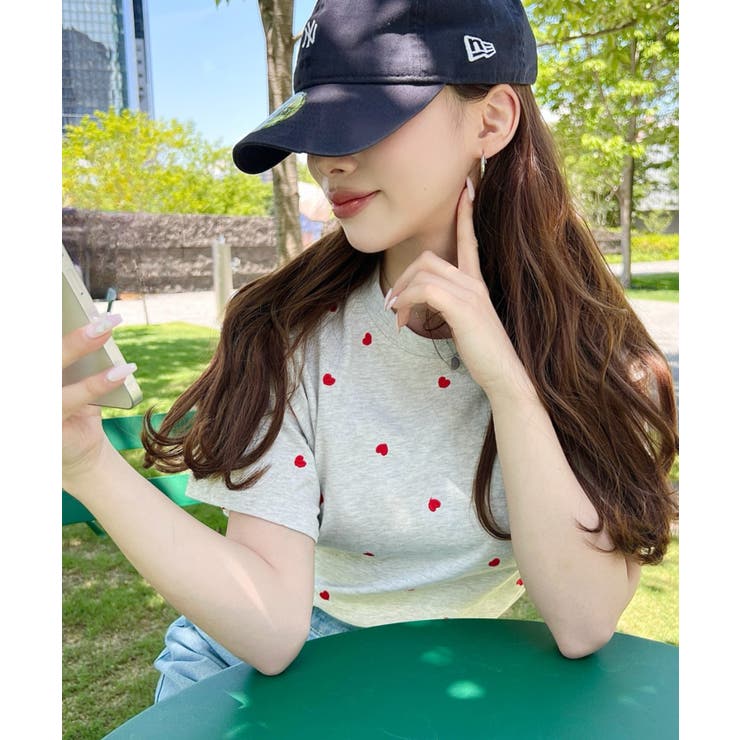 ハート刺繍半袖Tシャツ | moment+ | 詳細画像30 