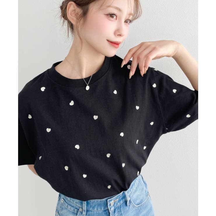 ハート刺繍半袖Tシャツ | moment+ | 詳細画像36 