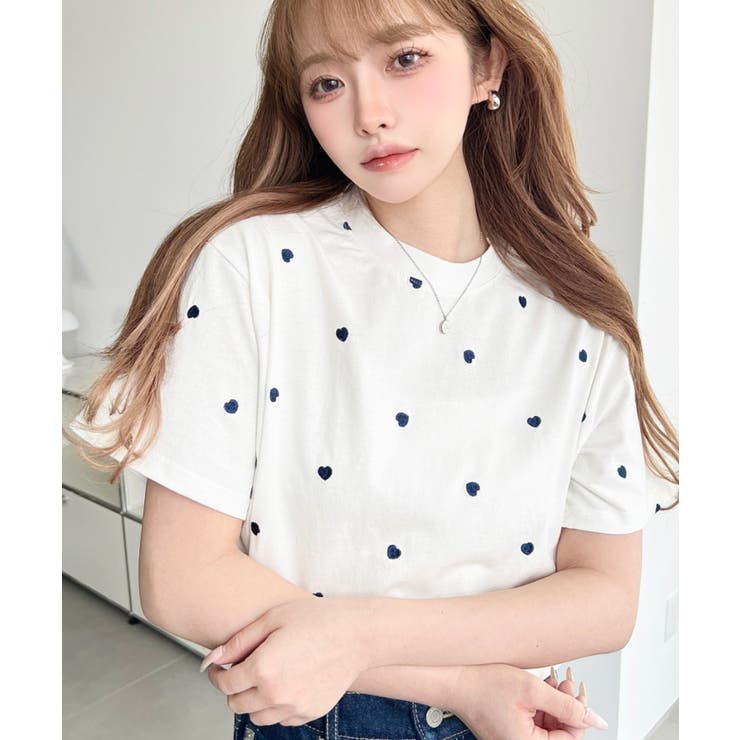 ハート刺繍半袖Tシャツ | moment+ | 詳細画像6 