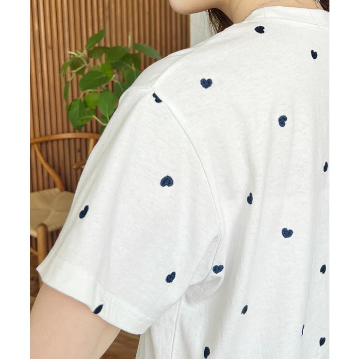 ハート刺繍半袖Tシャツ | moment+ | 詳細画像8 