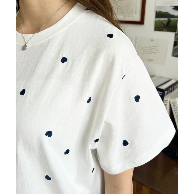 ハート刺繍半袖Tシャツ | moment+ | 詳細画像9 
