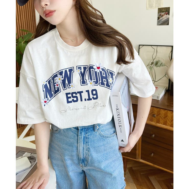 【S・Mサイズ】綿100％ロゴプリント　Tシャツ ロゴ入りゆるTシャツ(綿100%) - ファッション通販ならセシール
