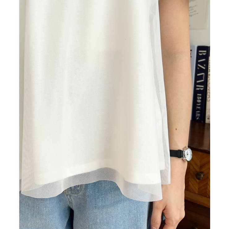 フラワーレースパフスリーブ半袖Tシャツ[品番：ERMW0000178]｜moment+