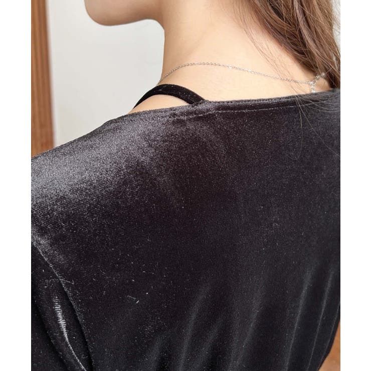 シャイニーベロアアシンメトリーネックトップス | moment+ | 詳細画像10 