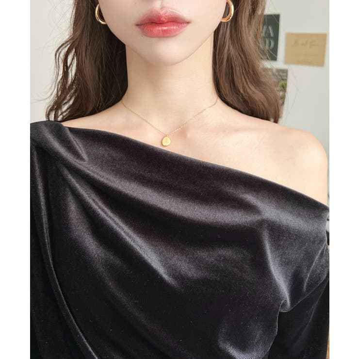 オフショルドレープシャイニーベロアプルオーバー(ドレープネック ドレープカットソ… | moment+ | 詳細画像7 