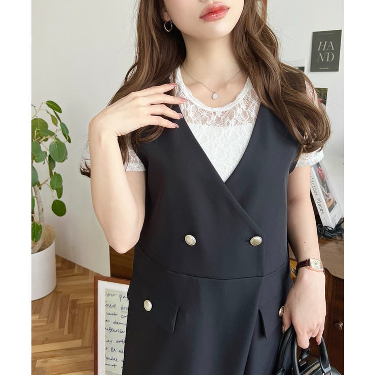 ドロスト半袖ストレッチレーストップス | moment+ | 詳細画像11 