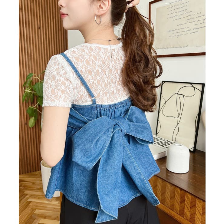 ドロスト半袖ストレッチレーストップス | moment+ | 詳細画像12 