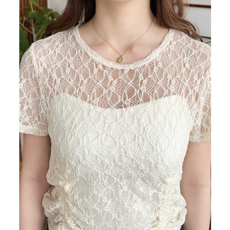 ドロスト半袖ストレッチレーストップス | moment+ | 詳細画像21 