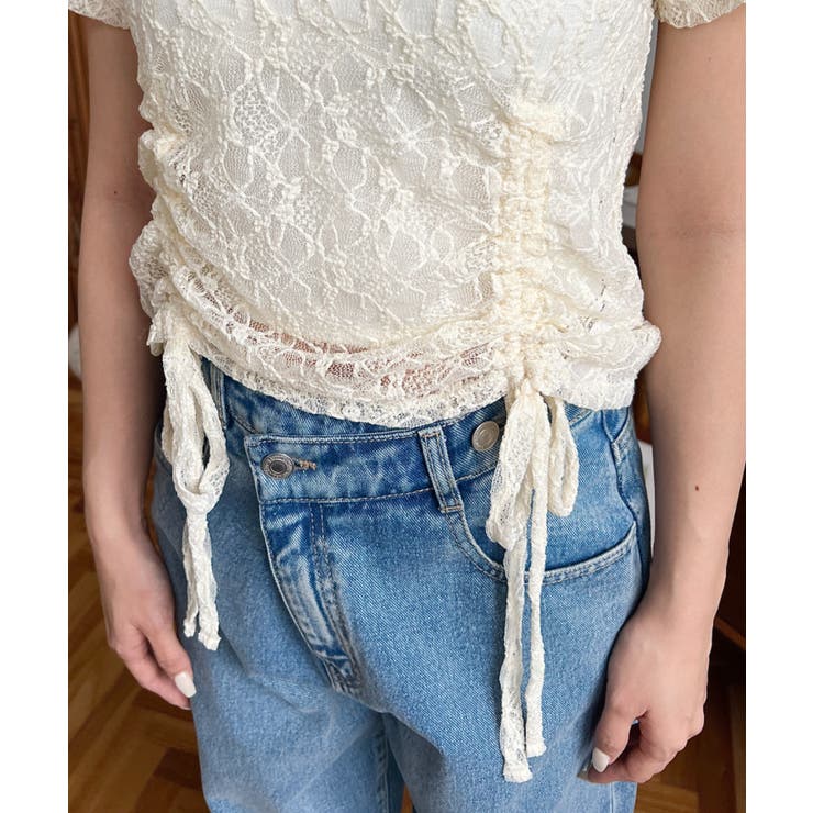 ドロスト半袖ストレッチレーストップス | moment+ | 詳細画像23 