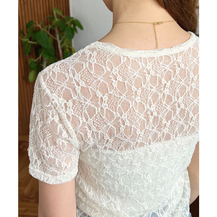 ドロスト半袖ストレッチレーストップス | moment+ | 詳細画像24 