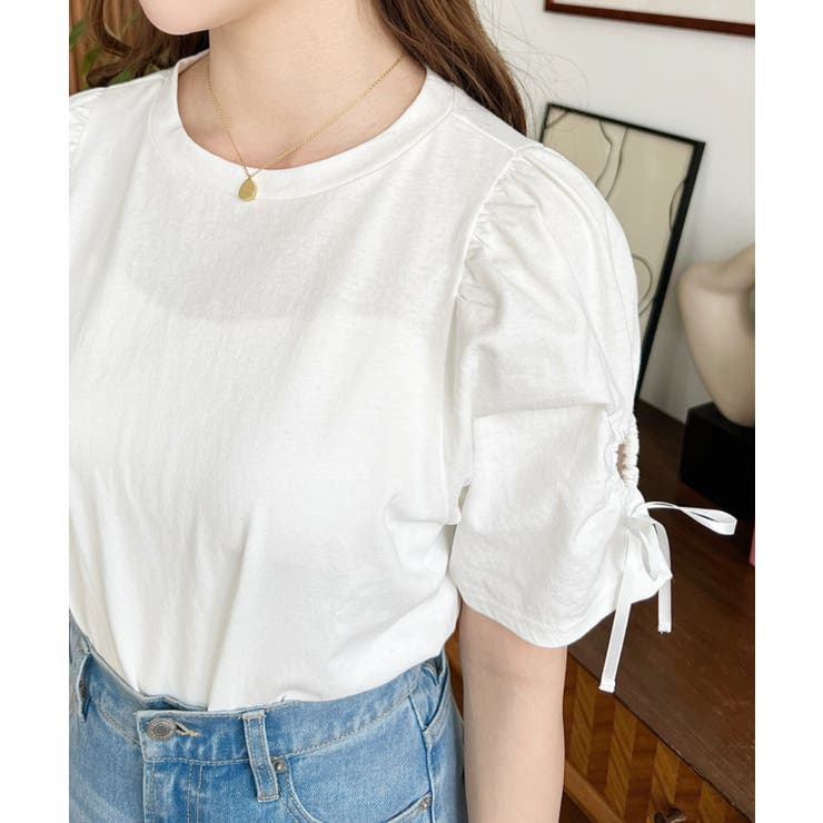 袖ハートホールリボン半袖Tシャツ | moment+ | 詳細画像11 