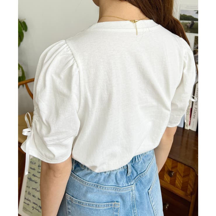 袖ハートホールリボン半袖Tシャツ | moment+ | 詳細画像13 