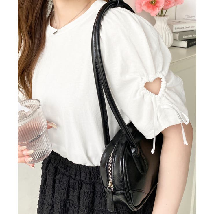 袖ハートホールリボン半袖Tシャツ | moment+ | 詳細画像16 