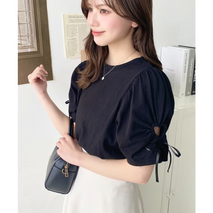 袖ハートホールリボン半袖Tシャツ | moment+ | 詳細画像24 