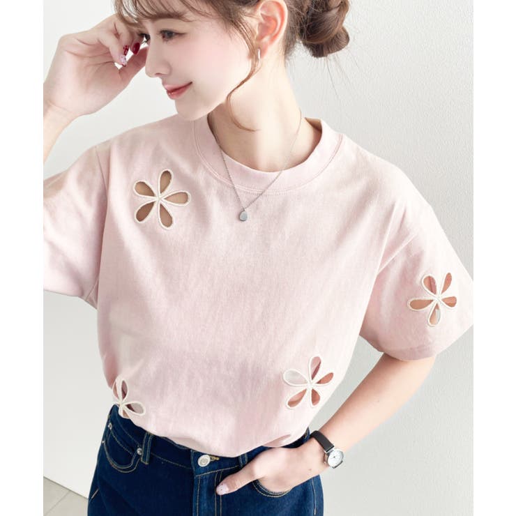 フラワー刺繍半袖Tシャツ | moment+ | 詳細画像11 