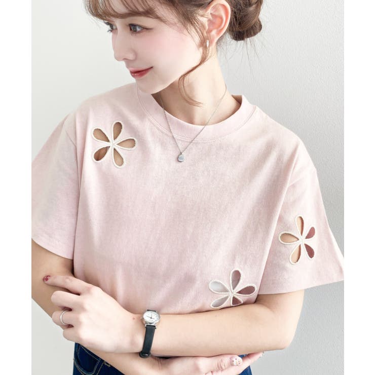 フラワー刺繍半袖Tシャツ | moment+ | 詳細画像13 
