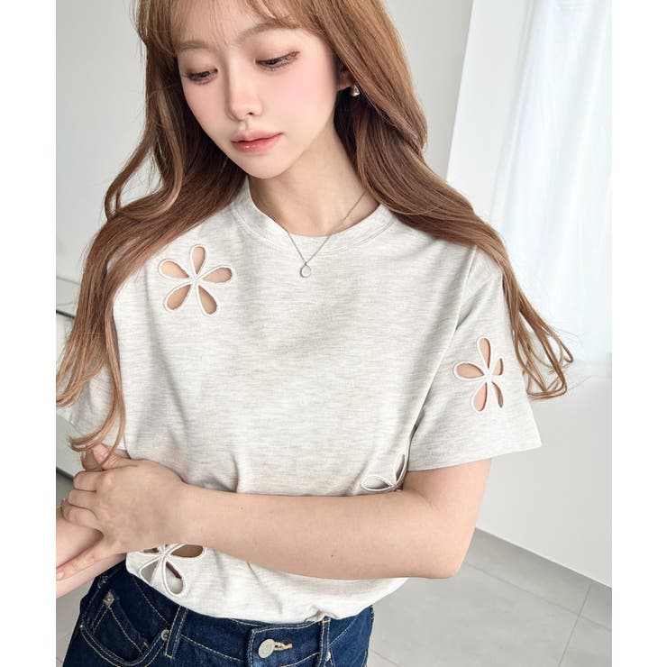 フラワー刺繍半袖Tシャツ | moment+ | 詳細画像16 