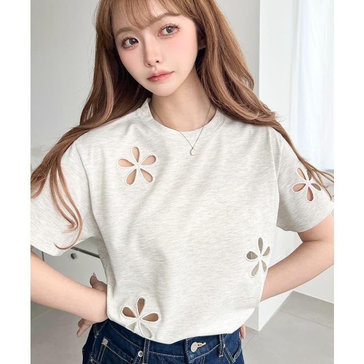 フラワー刺繍半袖Tシャツ | moment+ | 詳細画像17 