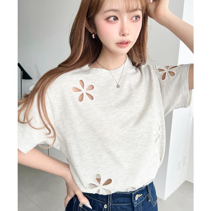 フラワー刺繍半袖Tシャツ | moment+ | 詳細画像19 