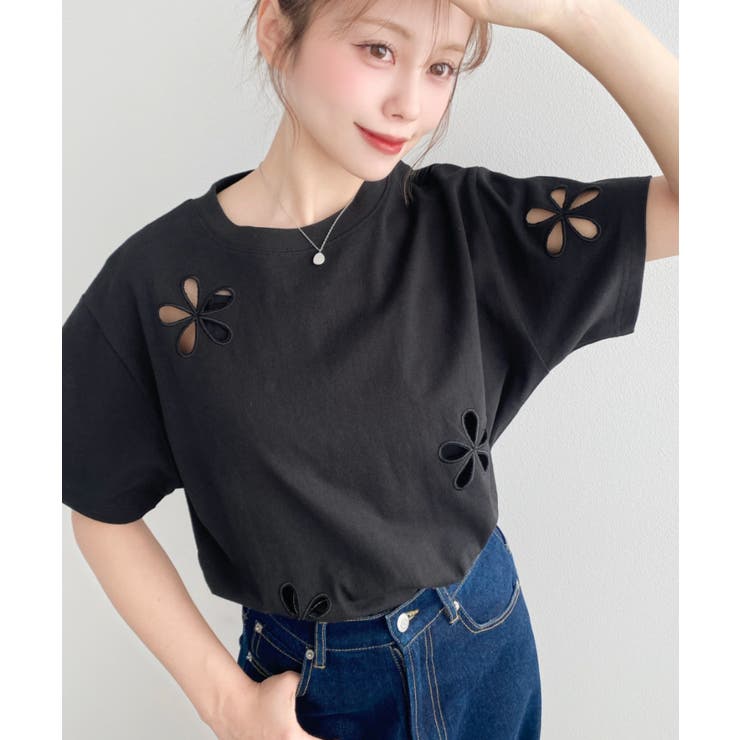 フラワー刺繍半袖Tシャツ | moment+ | 詳細画像20 