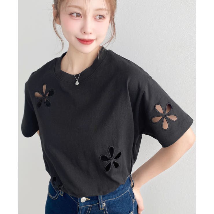 フラワー刺繍半袖Tシャツ | moment+ | 詳細画像21 