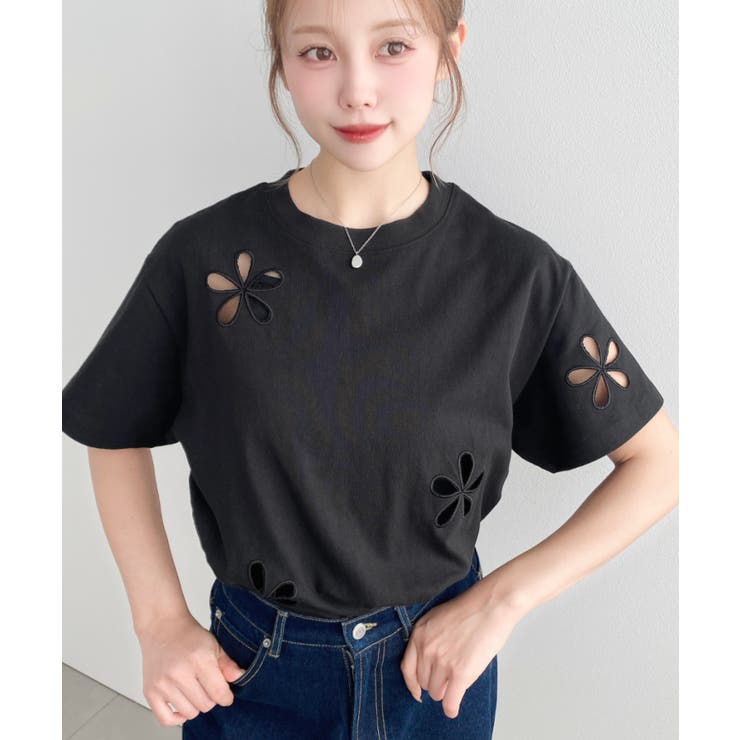 フラワー刺繍半袖Tシャツ | moment+ | 詳細画像24 
