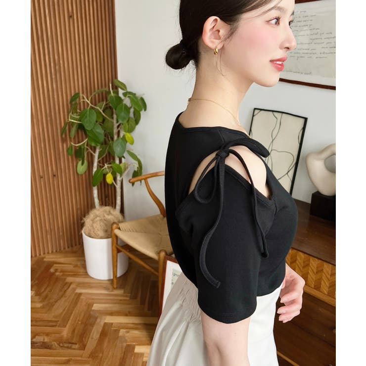 肩スリットリボン半袖トップス | moment+ | 詳細画像10 