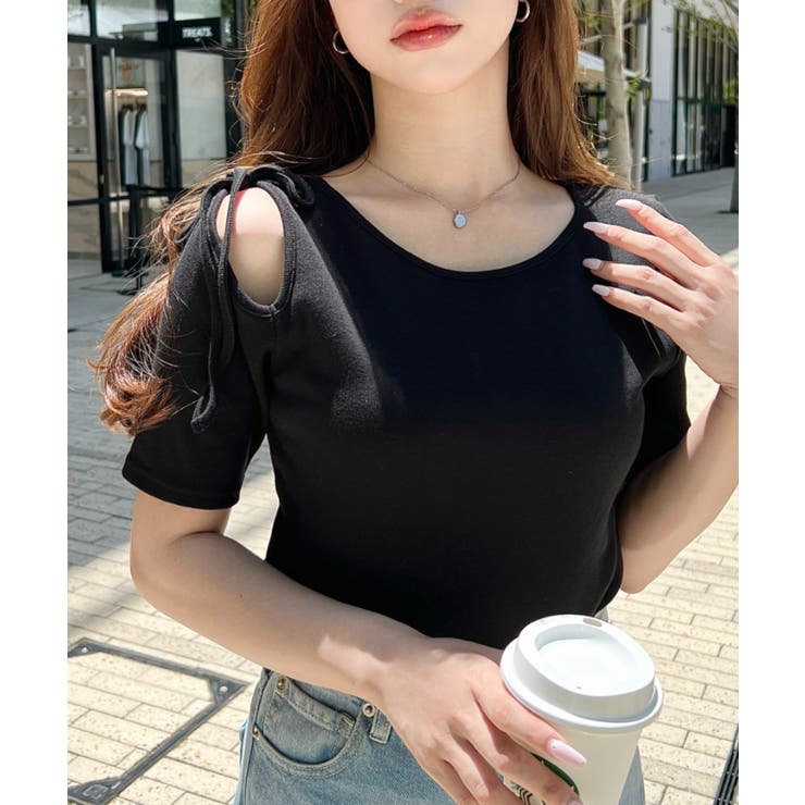 肩スリットリボン半袖トップス | moment+ | 詳細画像11 