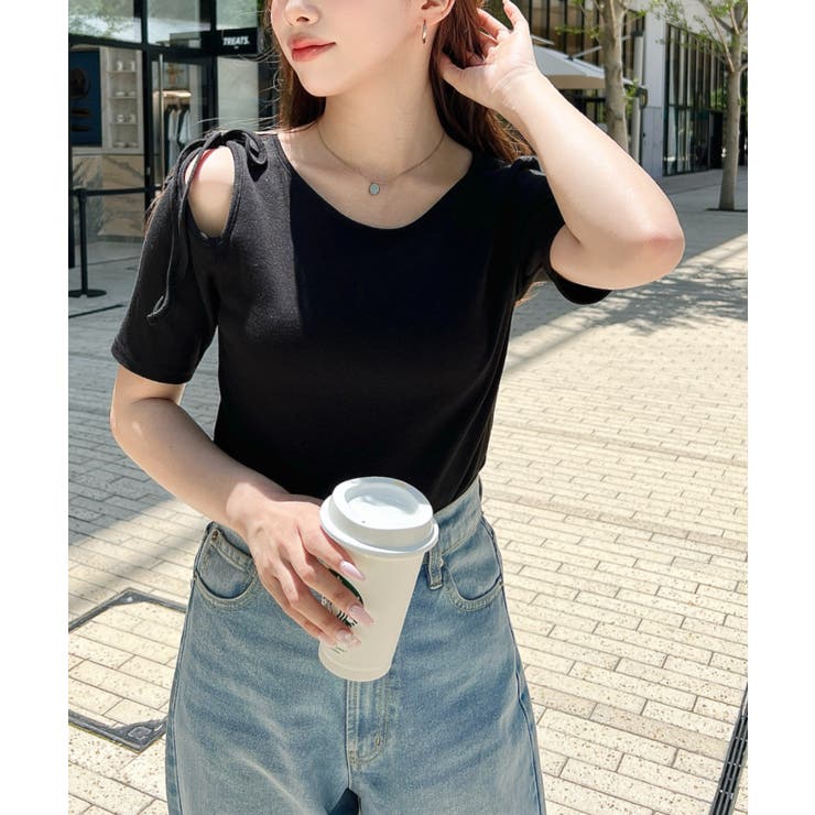 肩スリットリボン半袖トップス | moment+ | 詳細画像12 