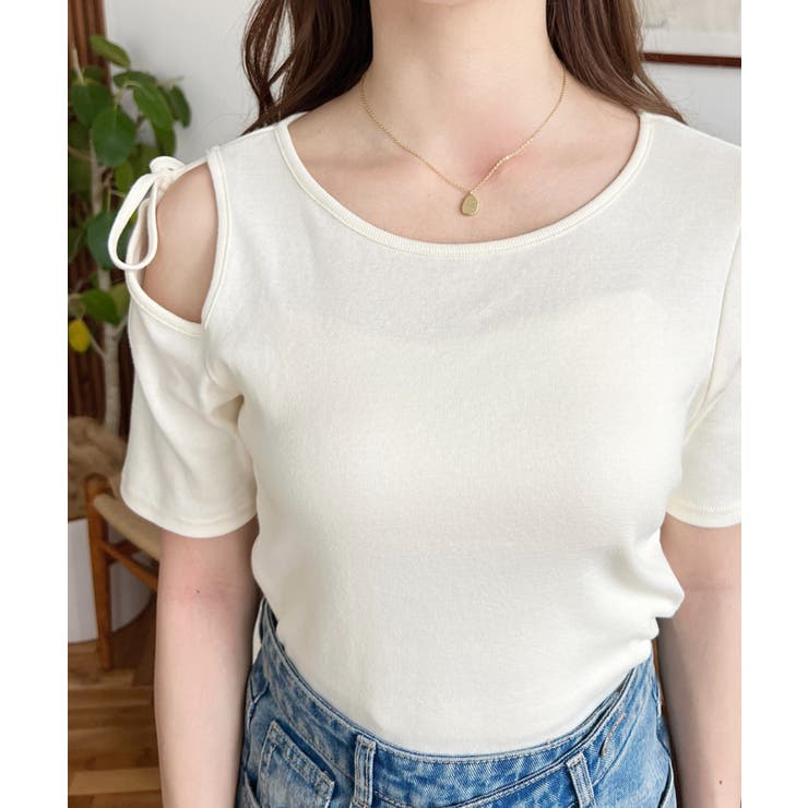 肩スリットリボン半袖トップス | moment+ | 詳細画像18 