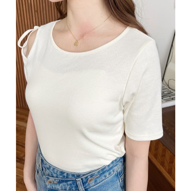 肩スリットリボン半袖トップス | moment+ | 詳細画像19 