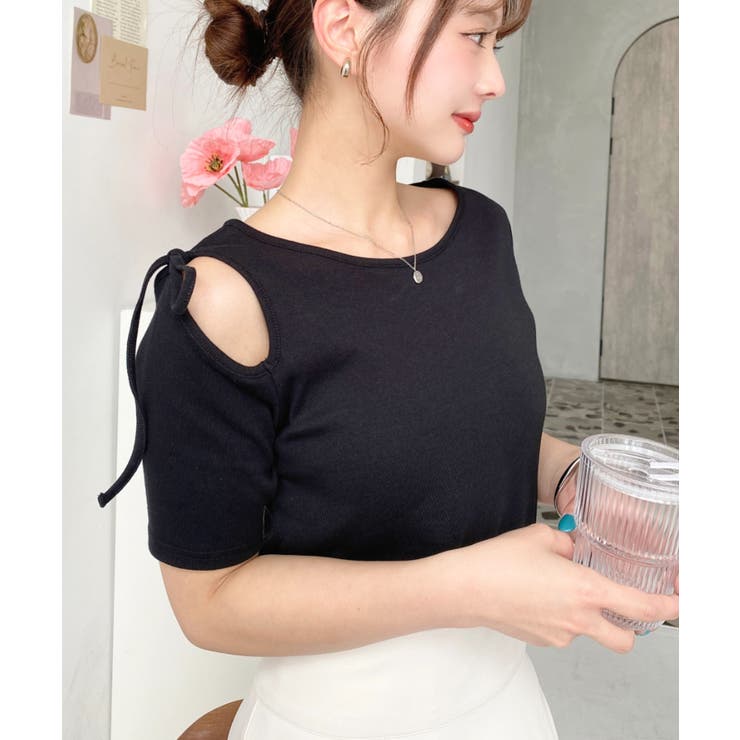 肩スリットリボン半袖トップス | moment+ | 詳細画像7 