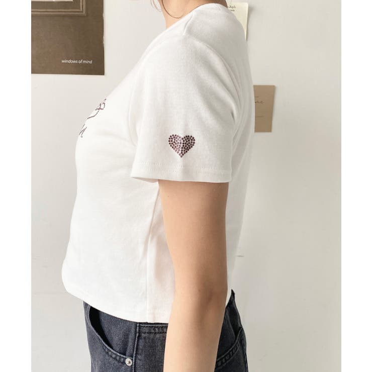 ラインストーンロゴ半袖チビTシャツ | moment+ | 詳細画像12 