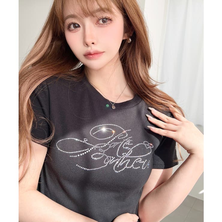 ラインストーンロゴ半袖チビTシャツ | moment+ | 詳細画像15 