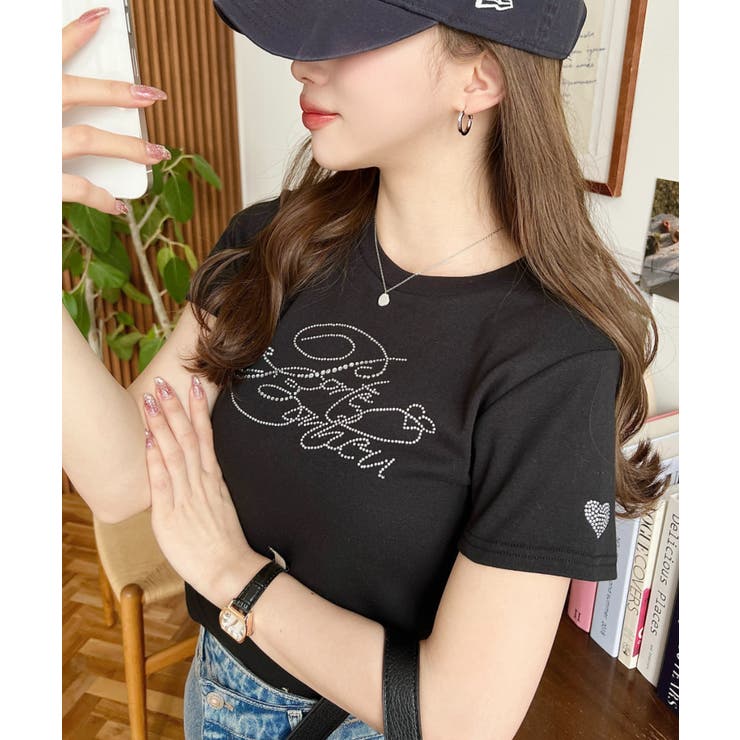 ラインストーンロゴ半袖チビTシャツ | moment+ | 詳細画像19 