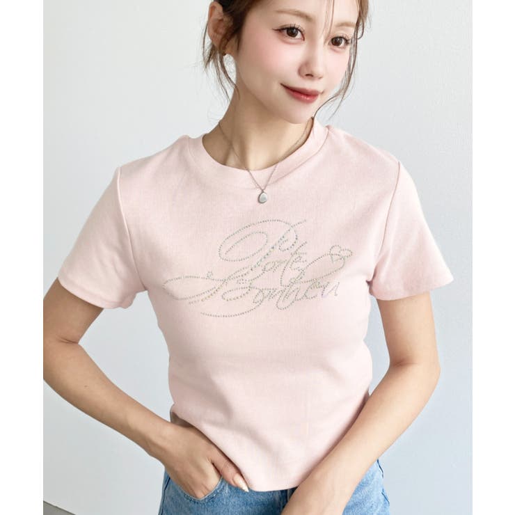 ラインストーンロゴ半袖チビTシャツ | moment+ | 詳細画像23 