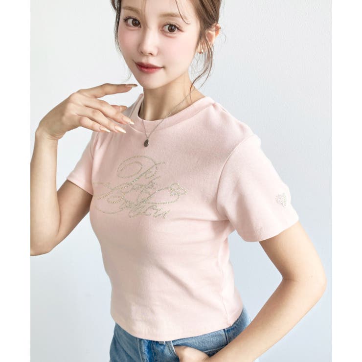 ラインストーンロゴ半袖チビTシャツ | moment+ | 詳細画像24 