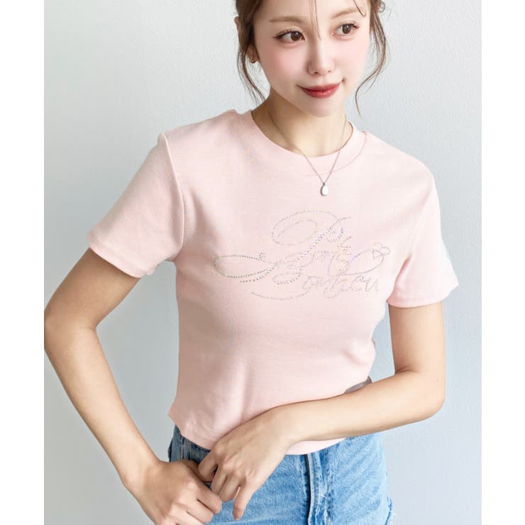 ラインストーンロゴ半袖チビTシャツ | moment+ | 詳細画像25 