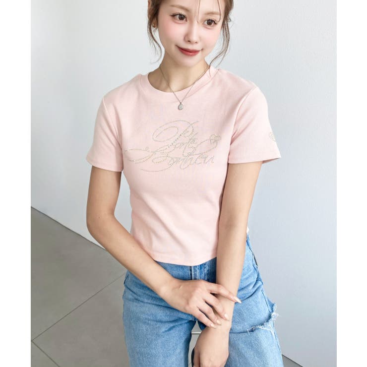 ラインストーンロゴ半袖チビTシャツ | moment+ | 詳細画像26 