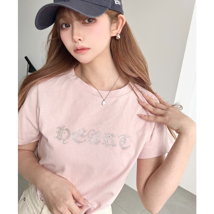 ラインストーンロゴ半袖Tシャツ | moment+ | 詳細画像9 